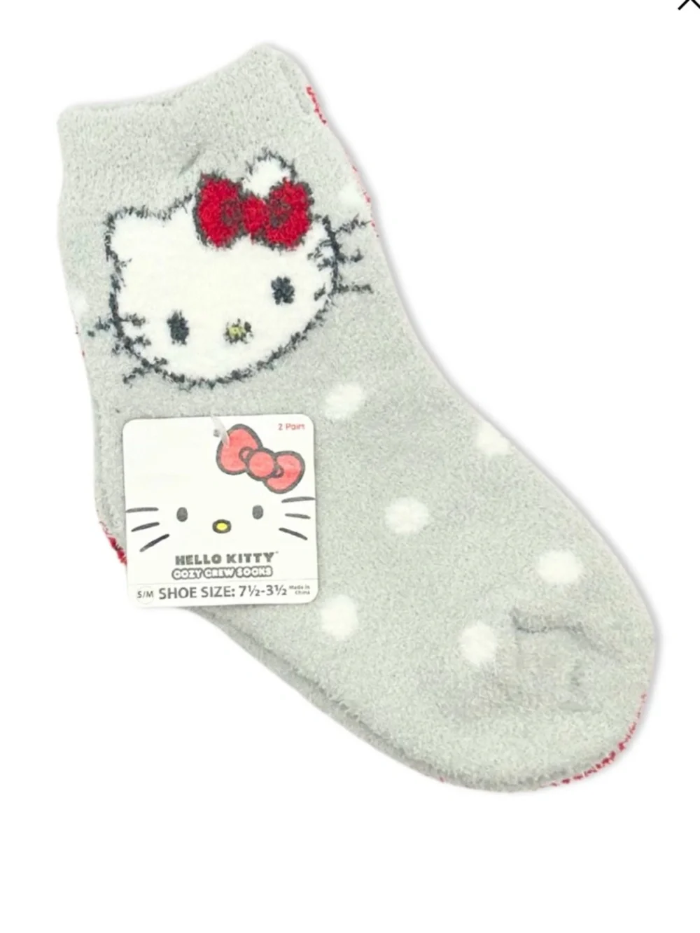 Hello Kitty Girls 2 PK Socks Size M/L NWT